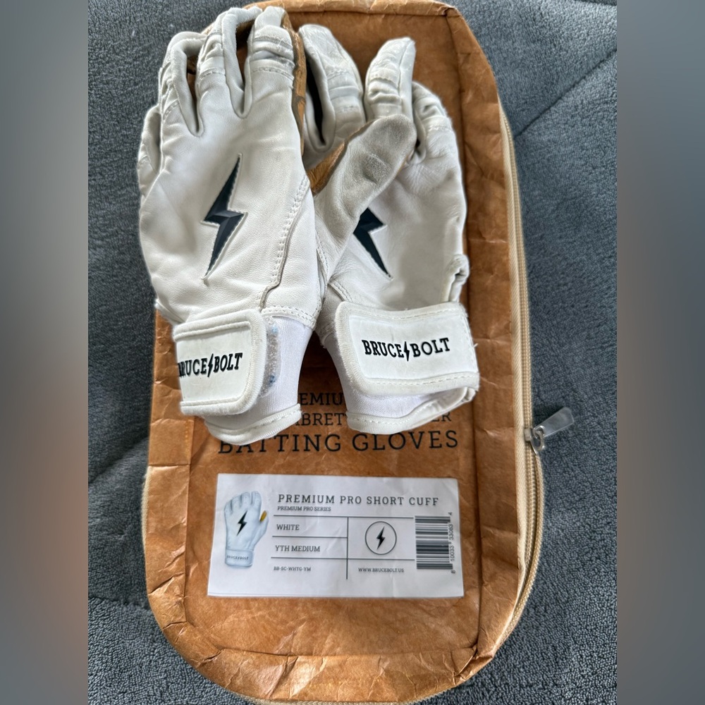 Bruce Bolt White Batting Gloves